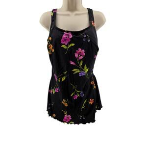 Slim Allure Women's One Piece Faux Skirted Swimsuit  Pink Floral 18 C+